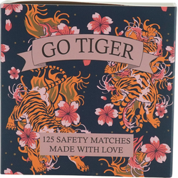 Matchbox - Lucifer Box 'Go Tiger' - Blue/Pink - 11x11x3cm