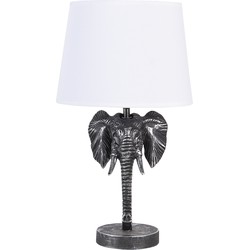 Clayre & Eef Tafellamp Olifant 23x23x41 cm  Zwart Wit Kunststof Bureaulamp