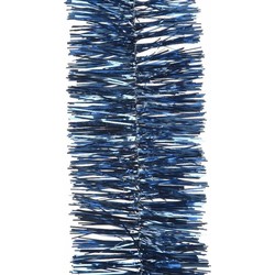 6x stuks kerst lametta guirlandes donkerblauw 270 cm kerstboom versiering/decoratie - Kerstslingers