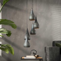Hanglamp 5-Lichts Ø15cm Zwart - Getrapt - 35x35x150cm - Giga Meubel