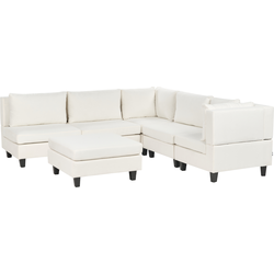 UNSTAD - 5-zitsbank met ottomaan - Gebroken wit - Links -  Polyester
