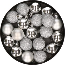 Cosy & Trendy Kerstballen - 20 st - zilver - kunststof - 3 cm - Kerstbal