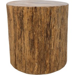 HSM Collection-Ronde Bijzettafel Boomstam-ø45x45-Bruin-Teak