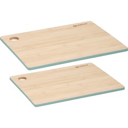 Set van 2x stuks snijplanken groene rand 23 en 28 cm van bamboe hout - Snijplanken