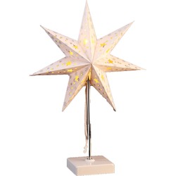 HI kerstster tafellamp - wit - 35 cm - op batterijen -kerstverlichting - Kerststerren