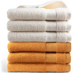 DoubleDry Hotel Handdoeken 50 x 100 cm – Set van 6 – 100% Katoen 500 g/m2 – Zacht & Absorberend - 3x Nature Crème + 3x Okergeel