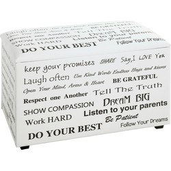 Hocker met opbergruimte - Opbergbank Engelse Quotes - MDF Opbergkist - Met afneembare deksel - 65 x 42 x 40 cm