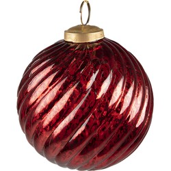 Clayre & Eef Kerstbal  Ø 9 cm Rood Glas Kerstdecoratie