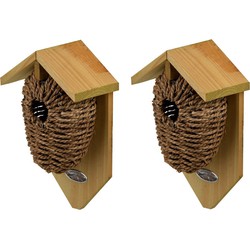 2x Stuks bruine vogelhuisjes voor kleine vogels 26 cm - Vogelhuisjes
