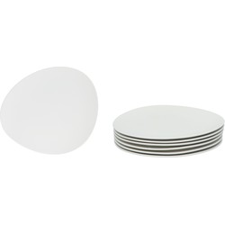 6 stuks Dinerborden XL Porselein Kei - set 6 stuks Dinerborden groot - 33x29 cm - Wit