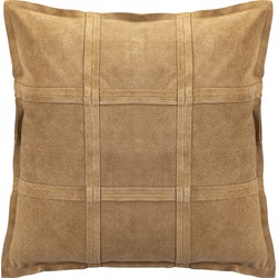 PTMD Cobie Camel suede leather cushion square S