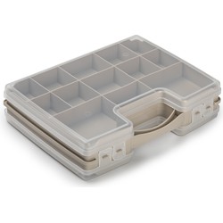 Plasticforte Opbergkoffertje/opberg/sorteerbox - 21-vaks - kunststof - taupe - 28 x 21 x 6 cm - Opbergbox