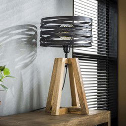 Tafellamp 1-Lichts - Metaal - Houten Frame - Lamp Twist