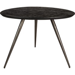 PTMD Fieron Black wooden dining table organic round