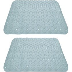 2x stuks anti-slip badmatten mintgroen 55 x 55 cm vierkant - Badmatjes