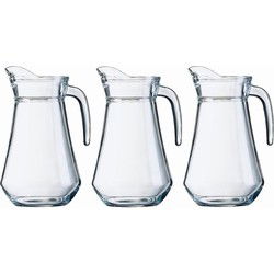 Luminarc Schenkkan - 3x - 1 liter - transparant - 20 cm - glas - waterkan - Schenkkannen
