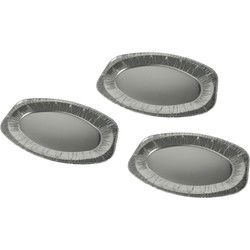 Aluminium BBQ/verjaardag serveerschalen - zilver - 6x - 43 x 28 cm - Snack en tapasschalen