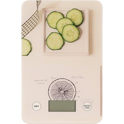 Digitale keukenweegschaal met komkommer druk RVS 23 x 15 cm - Keukenweegschaal