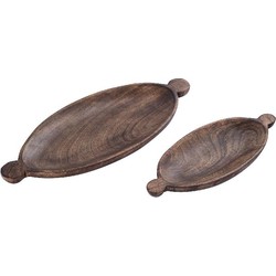 PTMD Schalen Katrice - 48x20x3 cm - Hout - Bruin - Set van 2