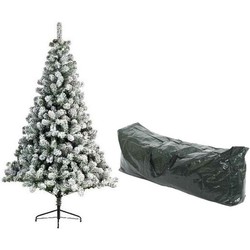 Kerst kunstboom Imperial Pine besneeuwd 210 cm met opbergzak - Kunstkerstboom