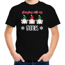 Bellatio Decorations kerst t-shirt voor kinderen - Kerst kabouter/gnoom - zwart - Gnomies XL (164-176) - kerst t-shirts kind