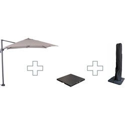 Zweefparasol Hawaii S - met voet en hoes - Zand - 250 x 250 cm