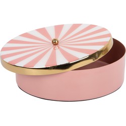 Present Time - Opbergbox Candy Swirl Rond Large - Flamingo pink & white