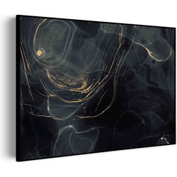 Muurwerken Akoestisch Schilderij - Abstract Marmer Look Zwart met Goud 01 - Geluidsdempend Wandpaneel - Wanddecoratie - Geluidsisolatie - PRO (AW 0.90) XXL (150x107)