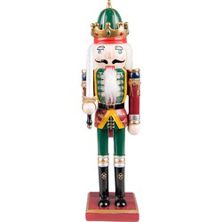 Clayre & Eef Beeld Notenkraker 30 cm Groen Rood Polyresin Kerstdecoratie