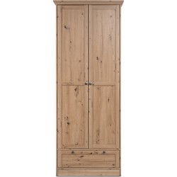 Armoire d'entrée 2 portes à cadre, 5 étagères et 1 tiroir L80 cm - TIMBER