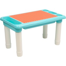 Decopatent® - Kindertafel Bouwtafel - Speeltafel met bouwplaat (Voor Duplo® blokken) en vlakke kant - 4 Vakken - Met 78 Bouwstenen