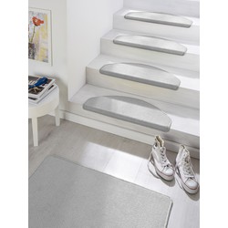 Traploper Uni Laagpolig Effen Vloerkleed - Fancy - Grijs  (15 stuks ) - 23x65 cm