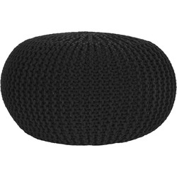 LABEL51 Poef Knitted - Zwart - Katoen - L
