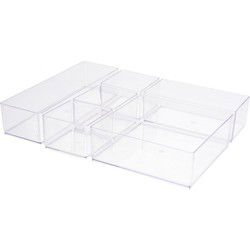 Make-up organizer - 6-vaks - transparant acryl - 30 x 22,5 x 5 cm - Opbergbox