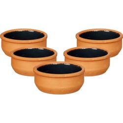 Set 18x tapas/creme brulee serveer schaaltjes terracotta/zwart 8x4 cm - Snack en tapasschalen