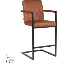 LABEL51 Barkruk Denmark - Cognac - Microfiber - Zithoogte 67