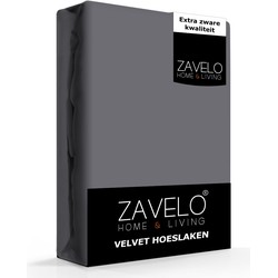 Zavelo Flanel Velvet Hoeslaken Antraciet-Lits-jumeaux (160x200 cm)