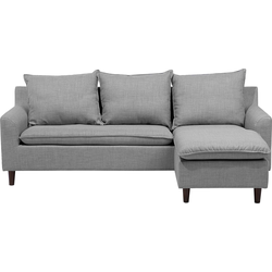 ELVENES - Hoekbank - Lichtgrijs - Linkszijdig - 206 cm - Polyester