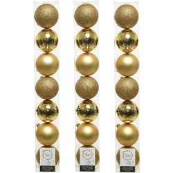 21x stuks kunststof kerstballen gouden 8 cm glans/mat/glitter - Kerstbal