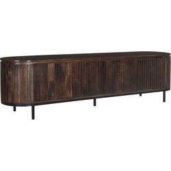 Livingfurn - TV Meubel Noor Walnut 210cm - Mangohout / Gecoat Staal