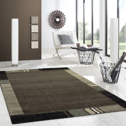 Bonna Modern Bruin vloerkleed - Lijstmotief - 120 X 170 CM