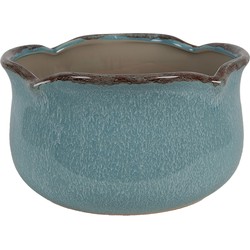 Clayre & Eef Bloempot  Ø 15x9 cm Blauw Keramiek Plantenpot