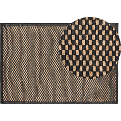 GERCE - Laagpolig vloerkleed - Zwart - 140 x 200 cm - Leer