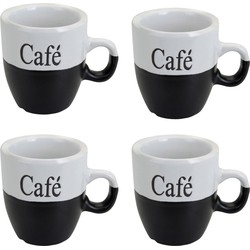 Koffiemok - set 6x stuks - zwart - keramiek - 150 ml - Bekers