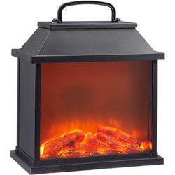 Bellatio design Sfeerhaard - mini - LED - zwart - 17 x 30 x 32 cm - Sfeerhaarden