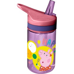 Peppa Pig drinkfles/drinkbeker/bidon met drinktuitje - roze - kunststof - 400 ml - Schoolbekers