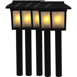 Ben Tools Prikspot - 5x - solar tuinverlichting - vlameffect - 34 cm - Prikspotjes