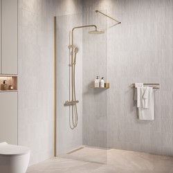 Badplaats Douchewand Florida 90 x 200 cm - Goud – Inloopdouche 8 mm Veiligheidsglas
