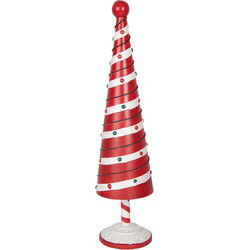 Clayre & Eef Kerstdecoratie Beeld Kerstboom Ø 13x49 cm Rood Wit Metaal