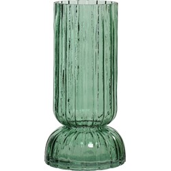 Vaas/bloemenvaas - glas - D13 x H26 cm - groen - Vazen